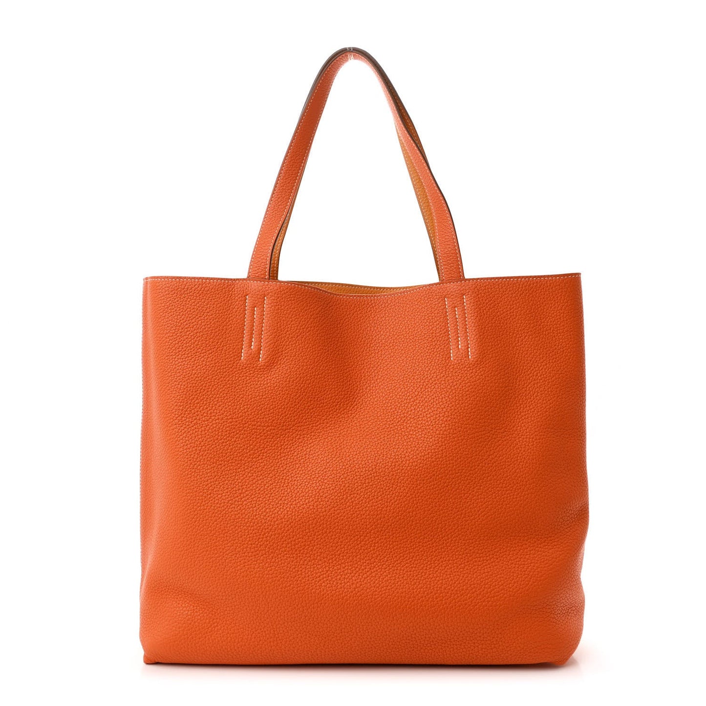 Taurillon Clemence Double Sens 36 Reversible Tote Moutarde Orange