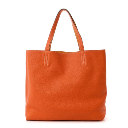 Taurillon Clemence Double Sens 36 Reversible Tote Moutarde Orange
