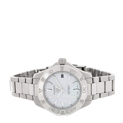 Stainless Steel Mother of Pearl 34mm Aquaracer Lady Professional 200 Solargraph Quartz Watch WBP1312