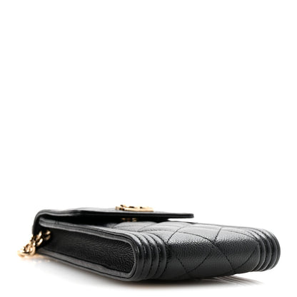 Caviar Quilted Boy Phone Holder Black