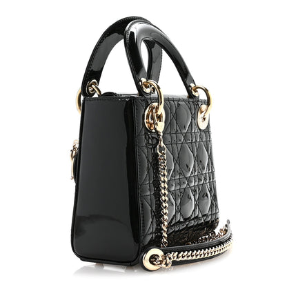 Patent Cannage Mini Lady Dior Black