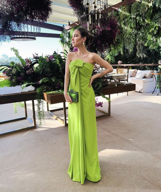 Green Strapless Long Evening Prom Gown