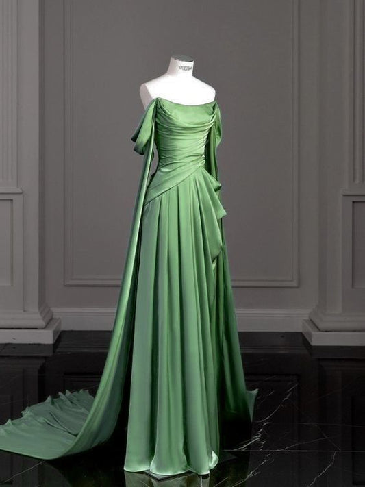 A Line Green Long Evening Dresses Formal Party Dress Prom Gown