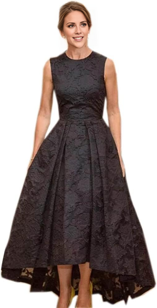 Jmiss Elegant Lace High and Low Evening Dress A-line Sleeveless Jewel Collar Party Cocktail Party Dress Mother of the Bride Dress