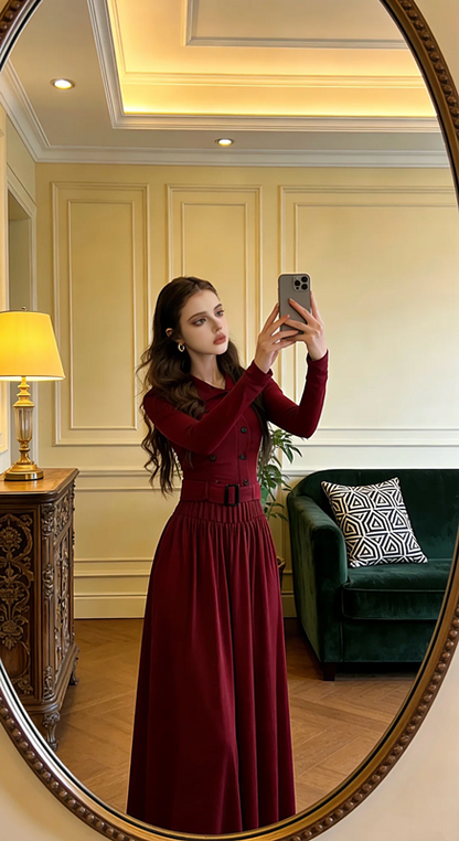 Red fitted long elegant ball gown/bridal dress R8610