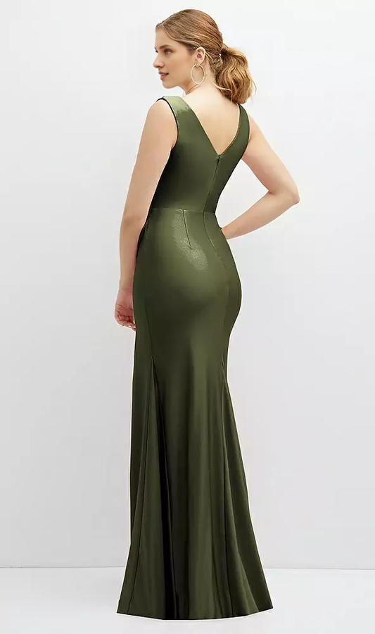 Hanging wrap satin mermaid Prom dress