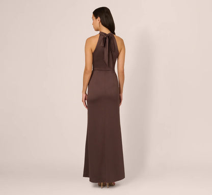 satin backless ruffled mermaid long Prom dress