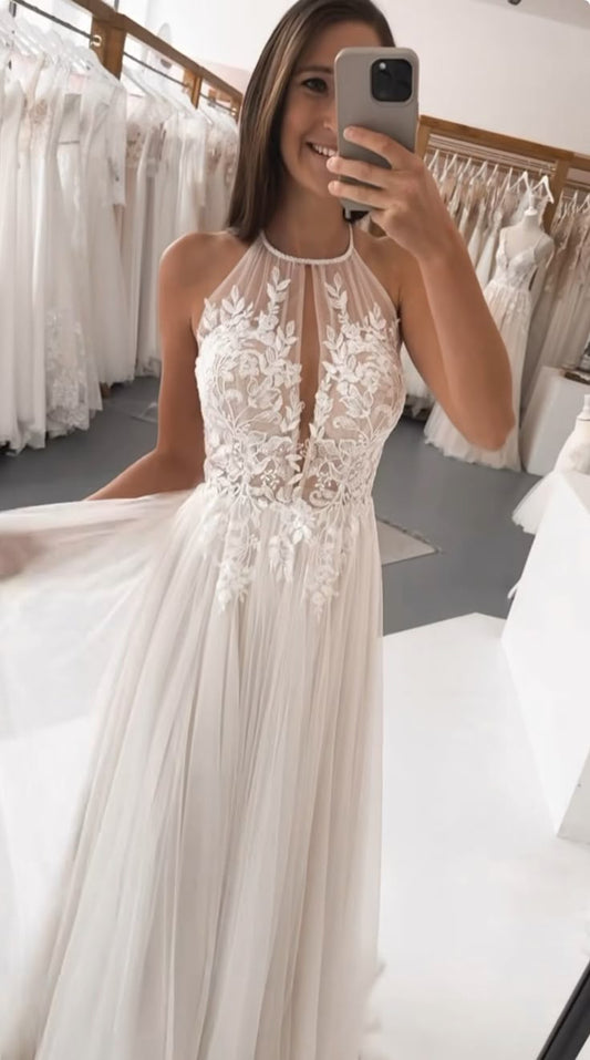 Tulle Lace Wedding Dresses Long Bridal Gown      S7146