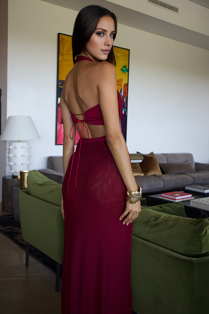 halter neckline off shoulder sleeveless backless and floor length Prom dress