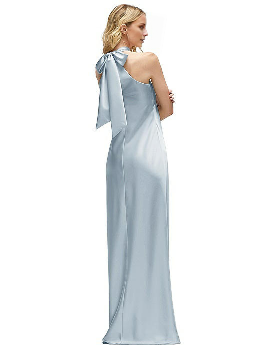 halter neckline off shoulder sleeveless backless and floor length Prom dress