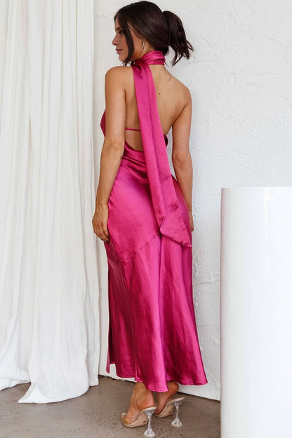 asymmetrical collar off shoulder sleeveless backless side slit and floor length Prom dress
