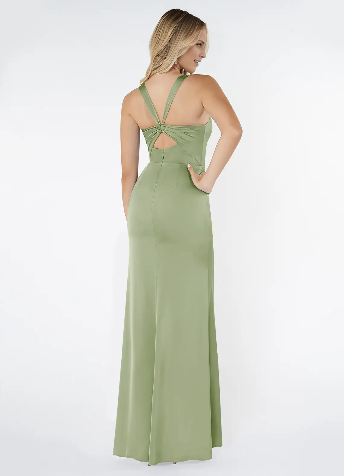 Square Neck Sleeveless Side Split and Floor length Bridesmaid Dress - Dress