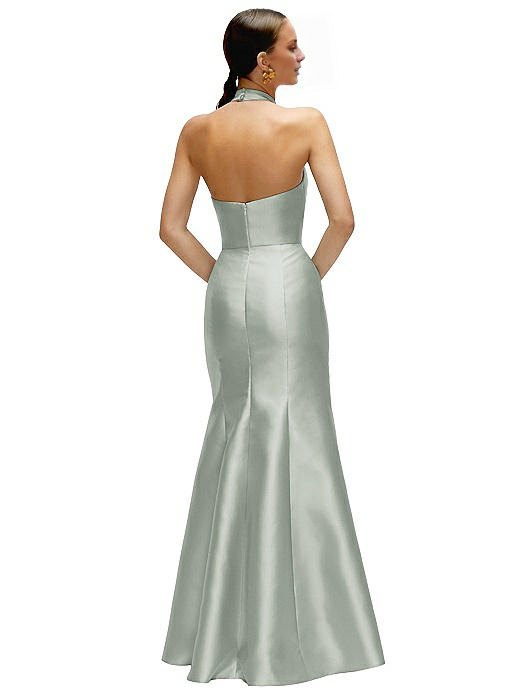 halter neckline off shoulder sleeveless backless and floor length Prom dress