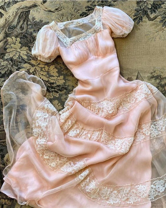 A line Pink Party Gown Pink Evening Dress