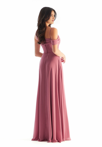Single shoulder strap pocket collar back zipper and floor length dress