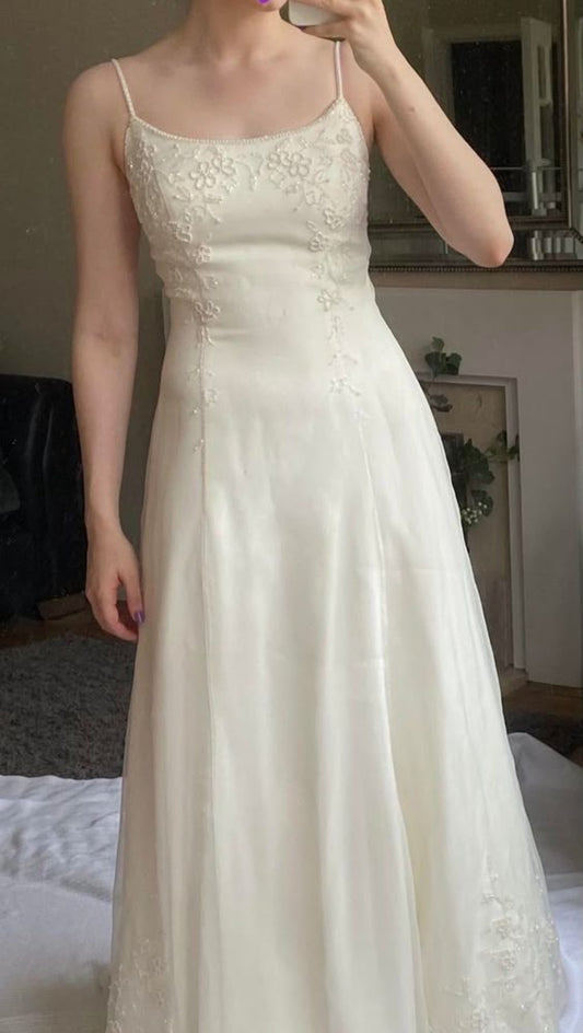 Ivory Straps Long Party Dress Evening Gowns