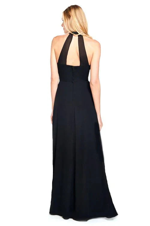 halter neckline off shoulder sleeveless backless and floor length evening dress