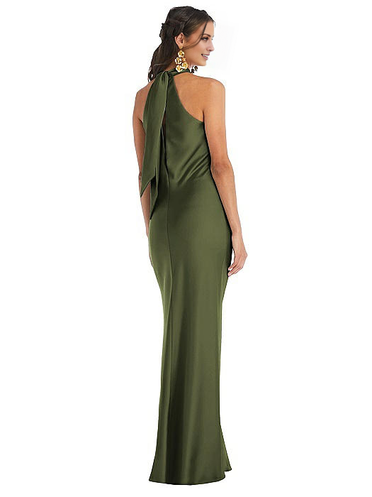 halter neckline off shoulder sleeveless backless and floor length Prom dress