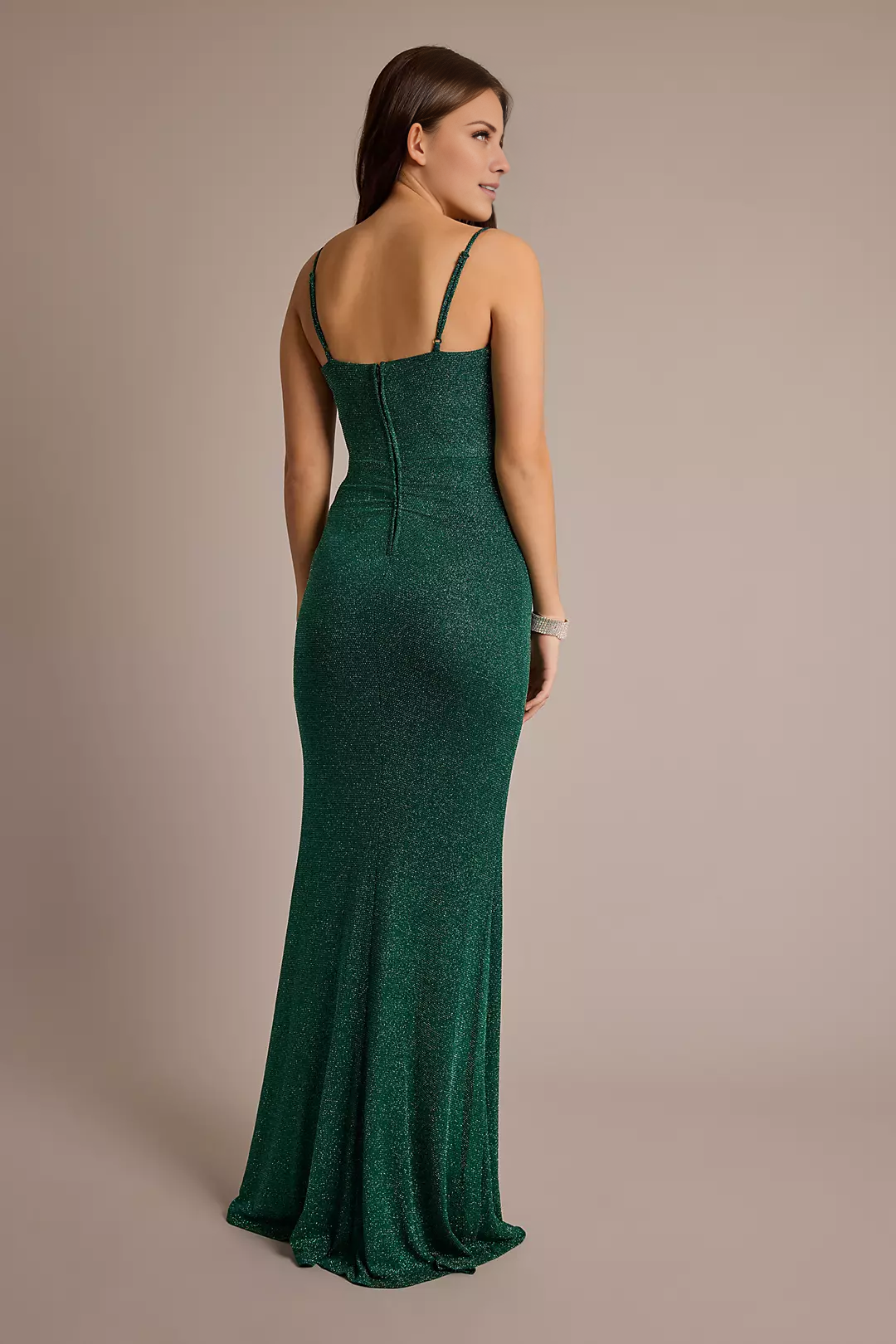Glitter Knit Ruched Cowl Neck Sheath Dresses prom dress