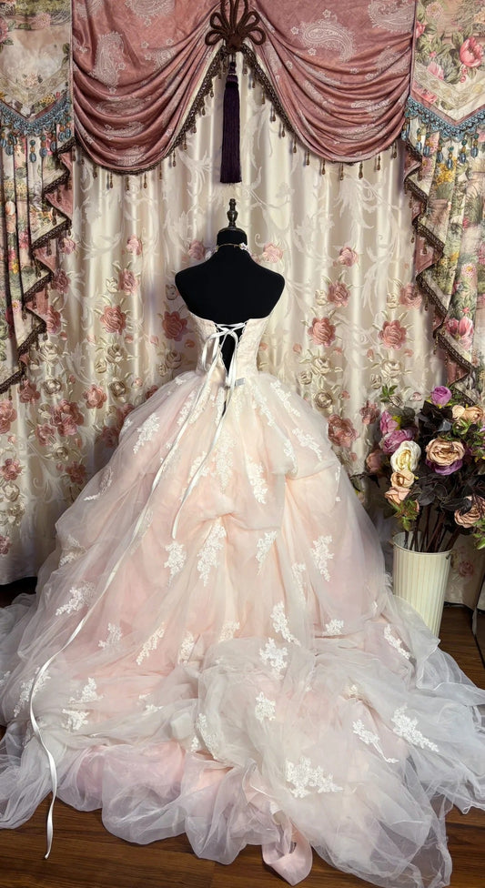 A Line Ball Gown Strapless Long Prom Dresses Vintage Formal Evening Dress