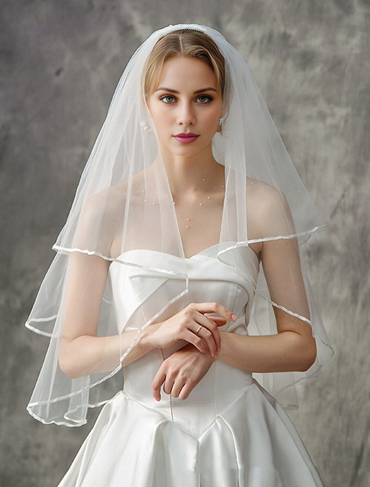 - Double layered fashion/European wedding veil with elbow veil paired with layered/solid color chiffon dress leaving a deep impression in 2026