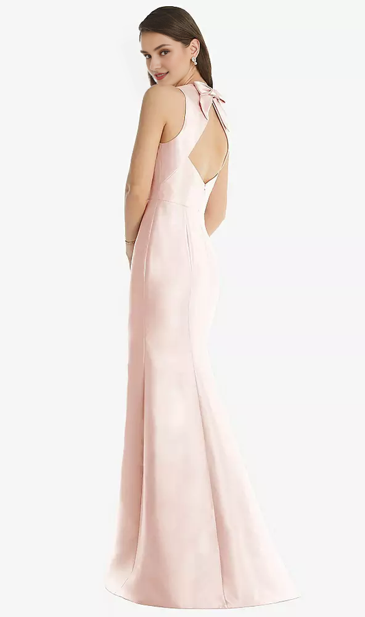 Jewel collar butterfly condensation back horn front slit Prom dress