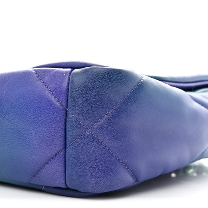 Tie Dye Calfskin Quilted Medium Chanel 19 Flap Blue Purple