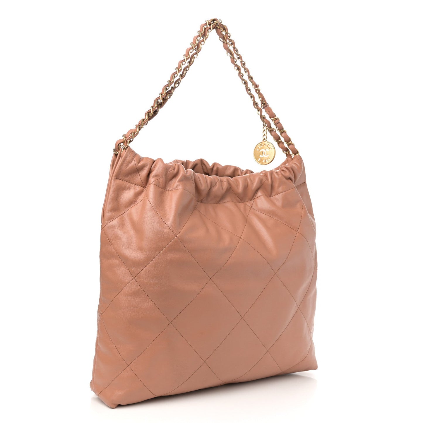 Shiny Calfskin Quilted Chanel 22 Brown