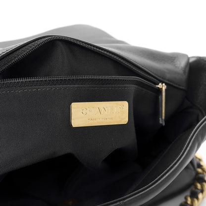 Lambskin Quilted Large Chanel 19 Flap Navy Blue