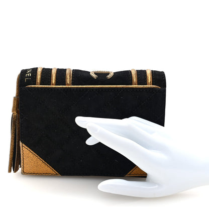 Suede Quilted Bible Book CC Clutch Black