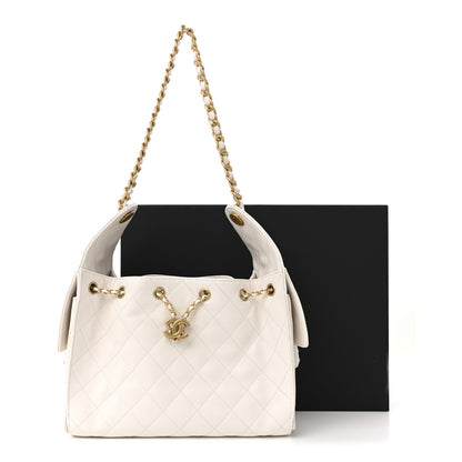 Caviar Quilted Small Chanel 25 Handbag White