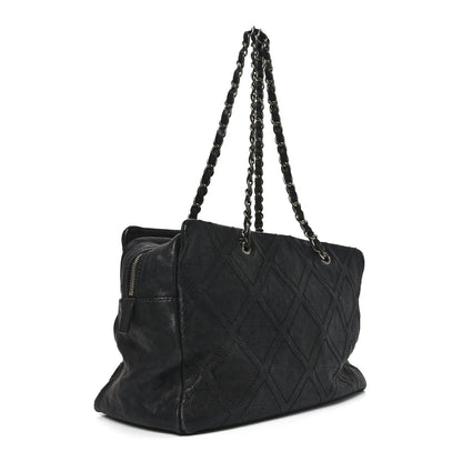 Calfskin Large Diamond Stitch Tote Black