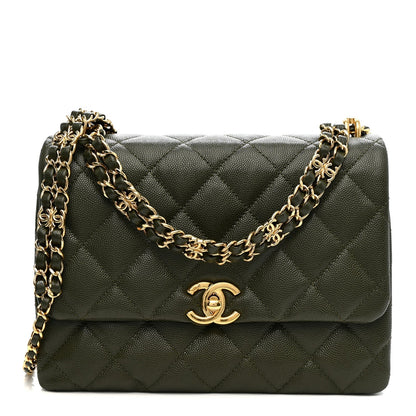 Caviar Quilted Mini Coco First Flap Khaki