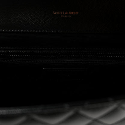 Grain De Poudre Textured Mixed Matelasse Large Triquilt Monogram Monochrome Satchel Black