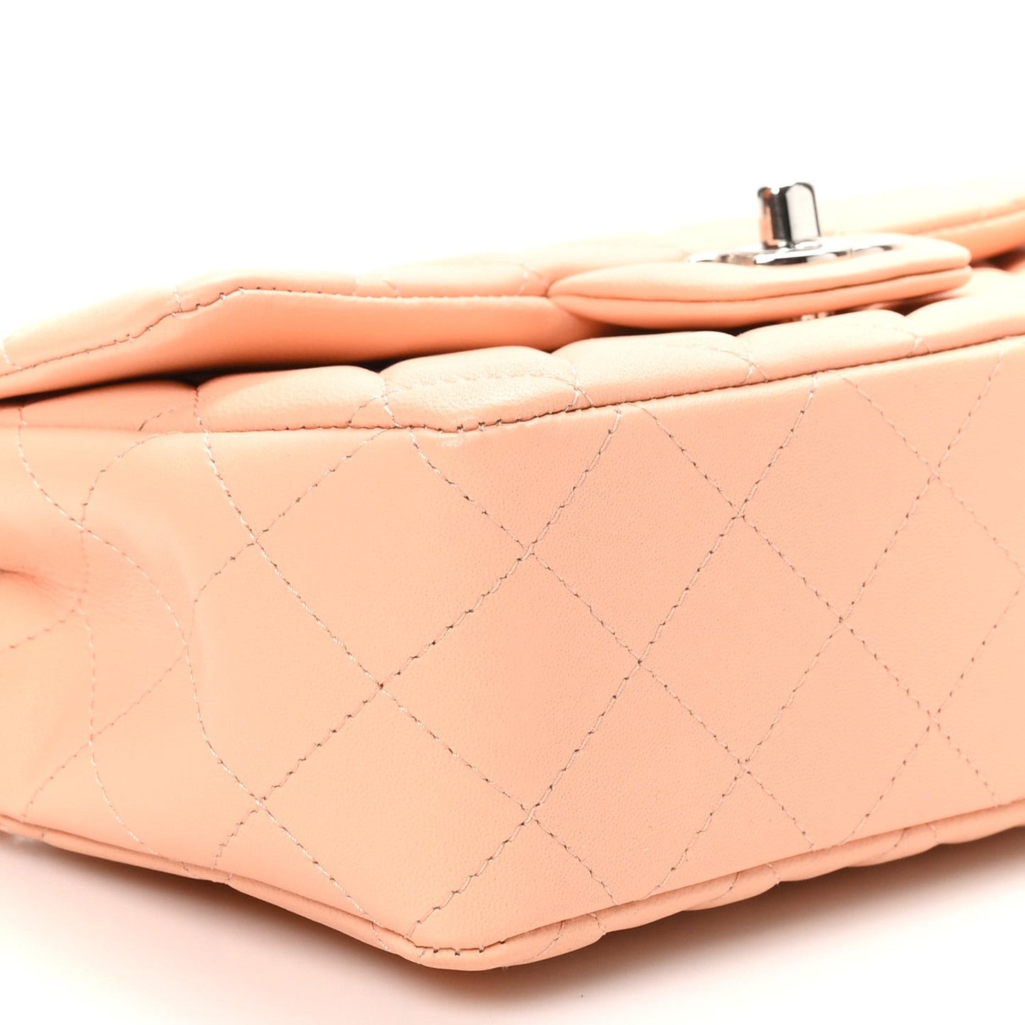 Lambskin Quilted Mini Rectangular Flap Light Pink