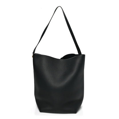 Grained Calfskin Medium N/S Hook Tote Black