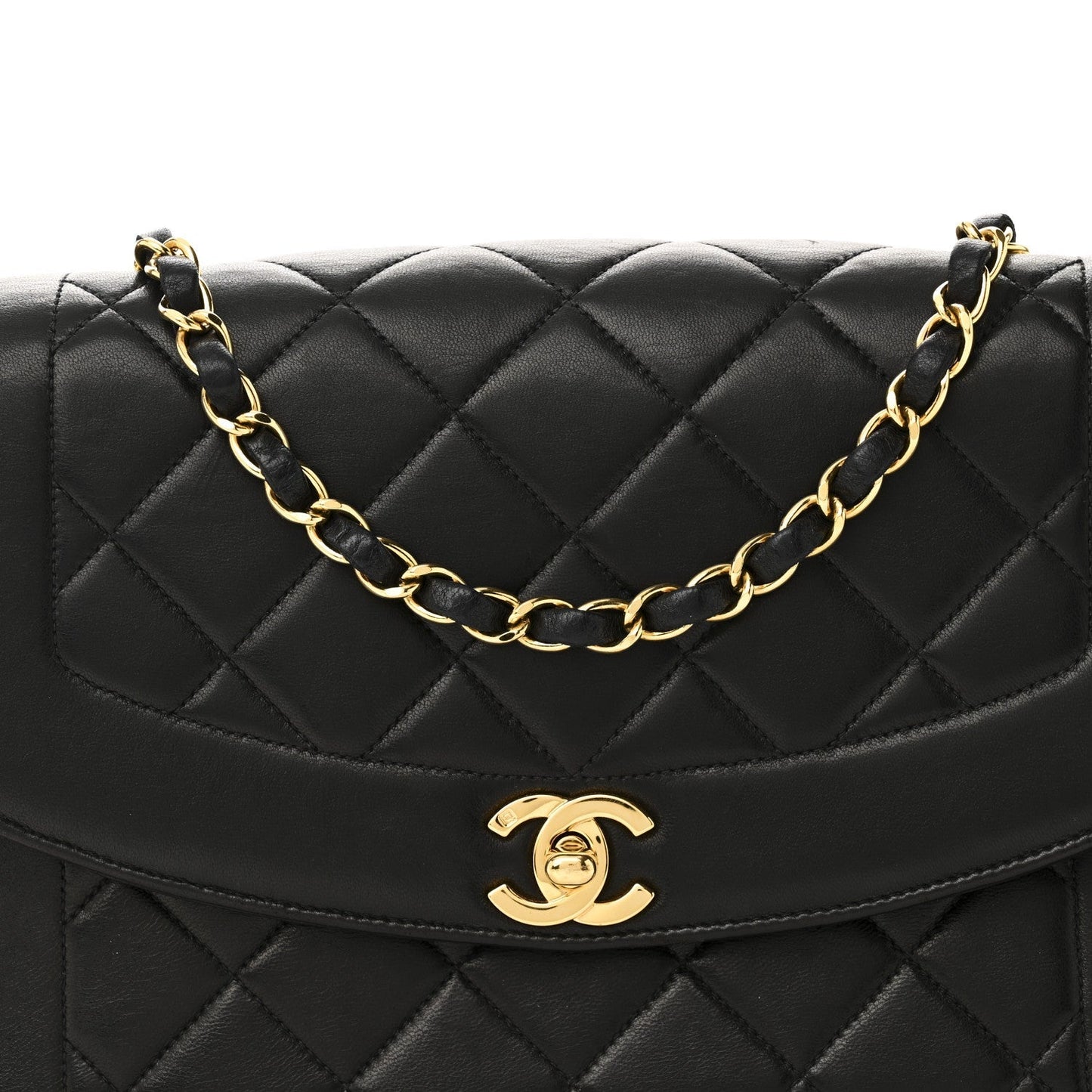Lambskin Quilted Medium Single Flap Black