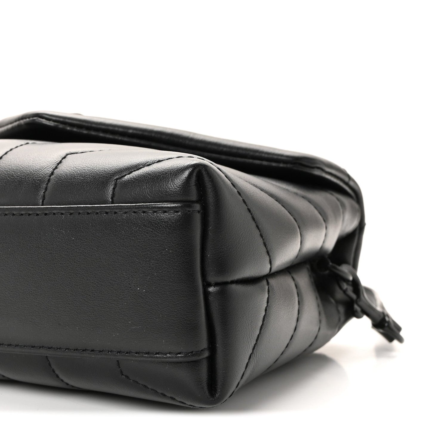 Calfskin Y Quilted Monogram Monochrome Toy Loulou Crossbody Bag Black