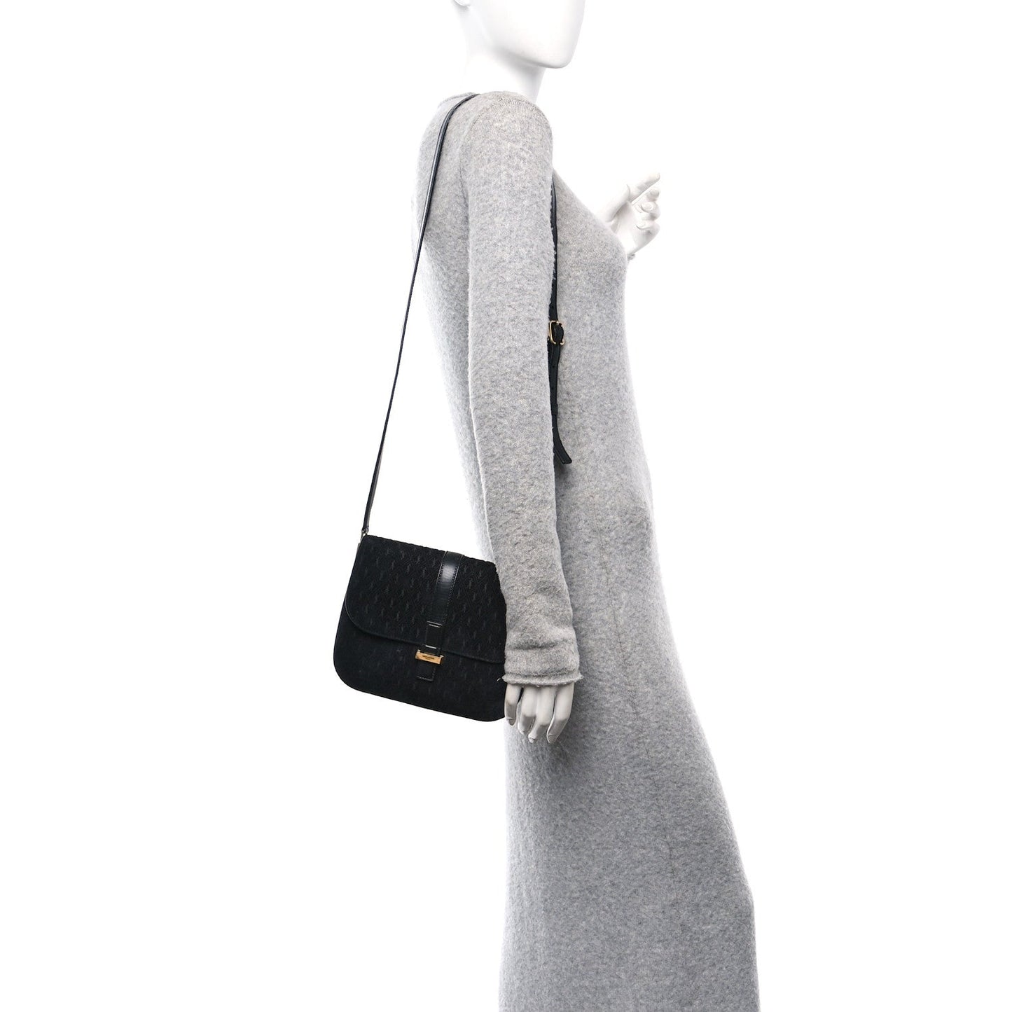 Suede All-Over Monogram Small Le Monogramme Satchel Black