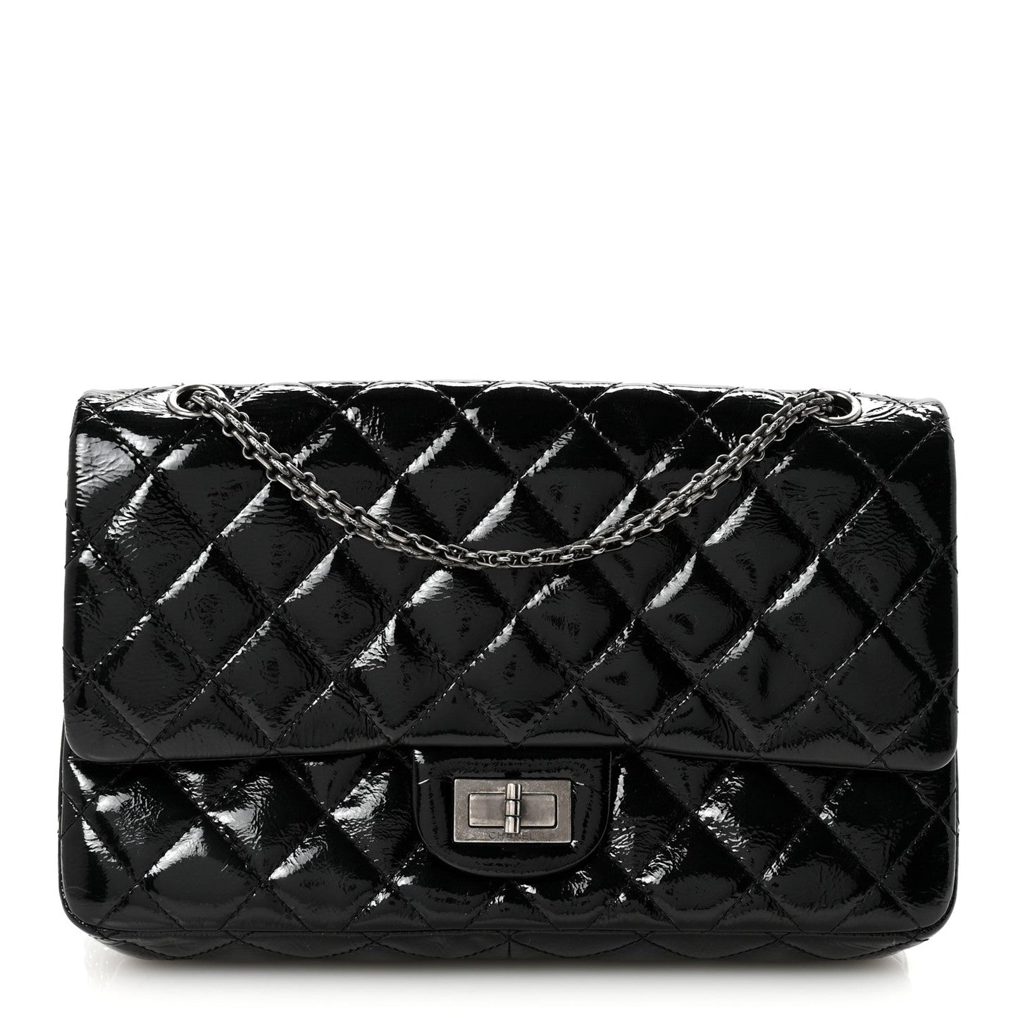 Distressed Patent Quilted 2.55 Reissue 227 Flap Black