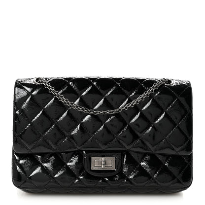 Distressed Patent Quilted 2.55 Reissue 227 Flap Black