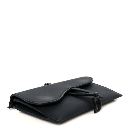 Ultra Matte Calfskin Saddle Chain Wallet Pouch Black