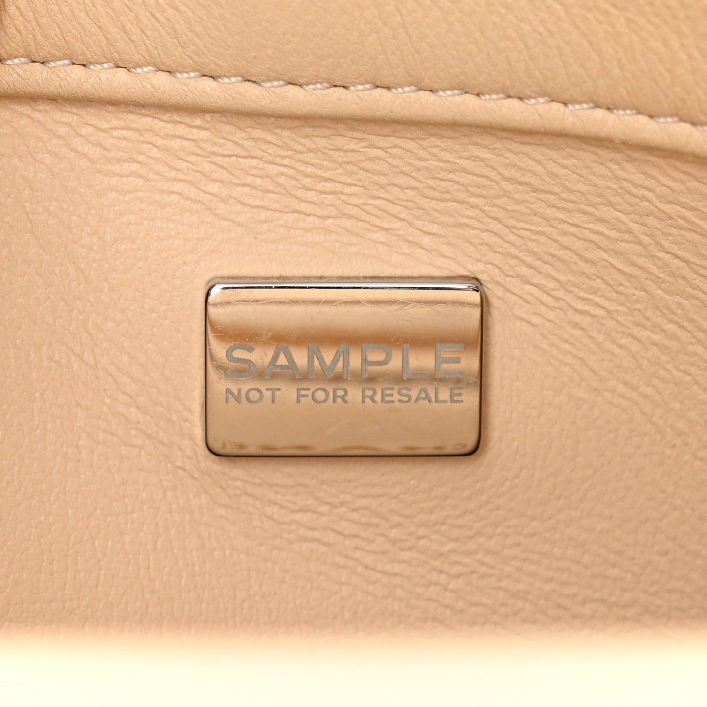 Lambskin Quilted Metal Enamel Chain Top Handle Square Flap Beige