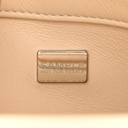 Lambskin Quilted Metal Enamel Chain Top Handle Square Flap Beige