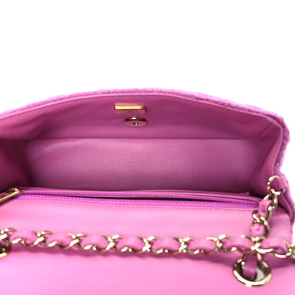 Tweed Quilted Mini Rectangular Flap Purple