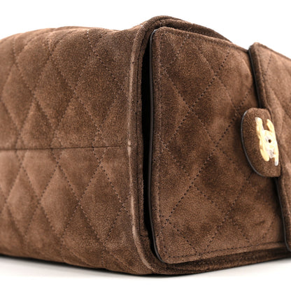 Suede Quilted Small Chanel 25 Handbag Dark Brown