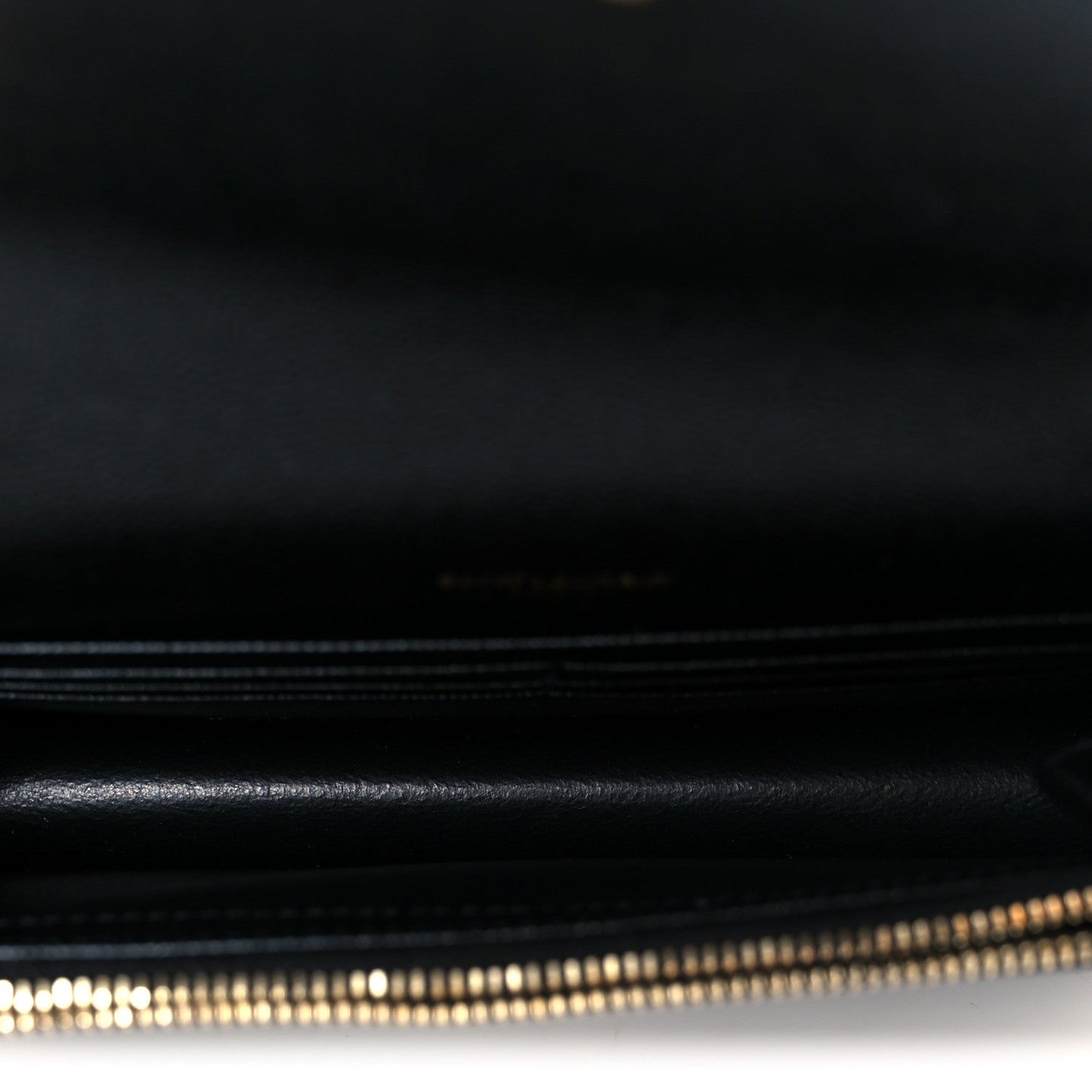 Grain De Poudre Matelasse Chevron Monogram Envelope Chain Wallet Black