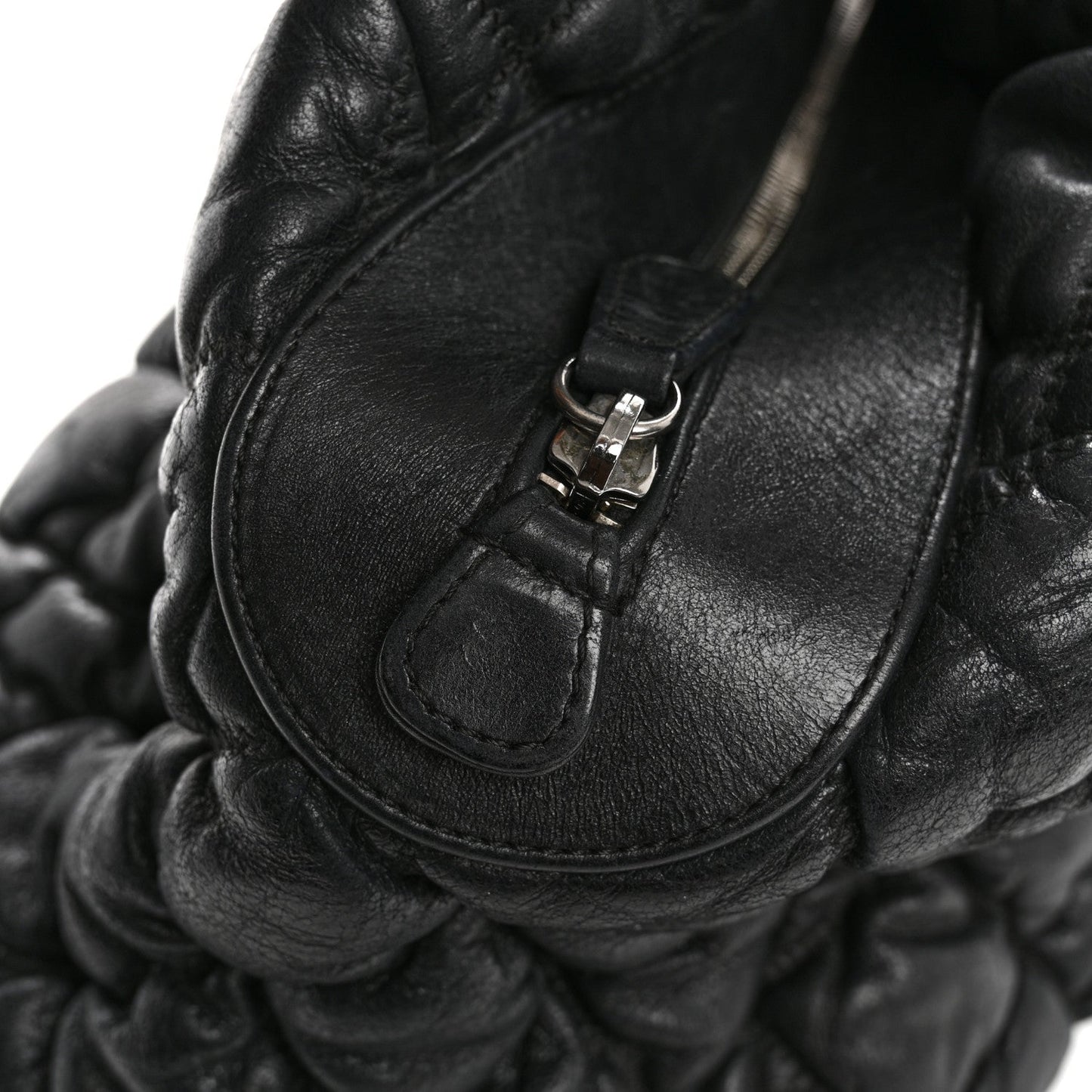 Calfskin Bubble Quilt Bowler Black