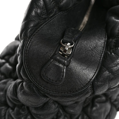 Calfskin Bubble Quilt Bowler Black