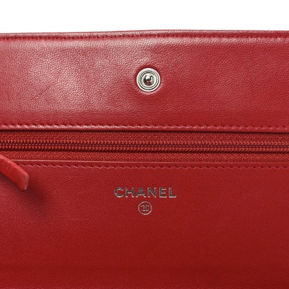 Lambskin Quilted Wallet On Chain WOC Red Pink